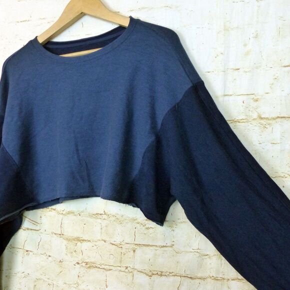 Free People Movement Sweatshirt Womens S Blue Boxy Surfside Terrycloth Crop Yoga - Picture 11 of 16